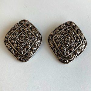 Unusual vintage diamond shape clip on earrings